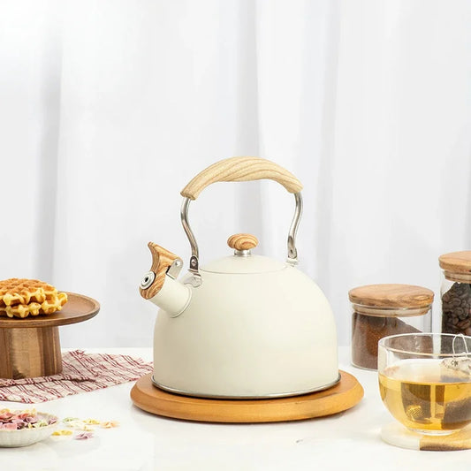 Stainless Steel Whistling Tea Kettle – Folding Handle Water Boiler for Gas Stove & Camping